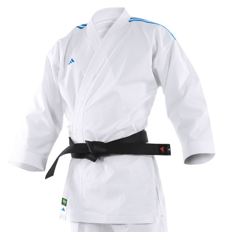 Kimono de karaté AdiLight bandes bleues matière éco-responsable et approuvé "Green Karaté"