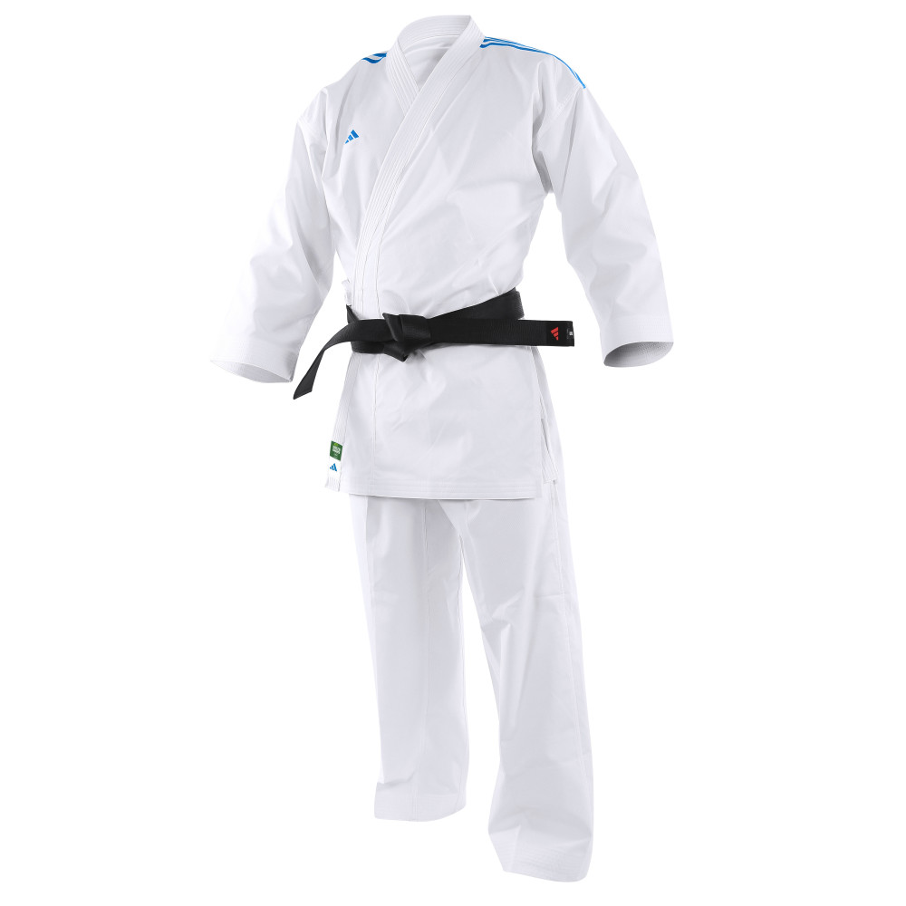 Kimono de karaté AdiLight bandes bleues matière éco-responsable et approuvé "Green-Karaté"