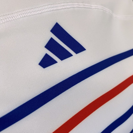 Logo adidas performance Rashguard d'entraînement mixte blanc bandes bleu/blanc/rouge