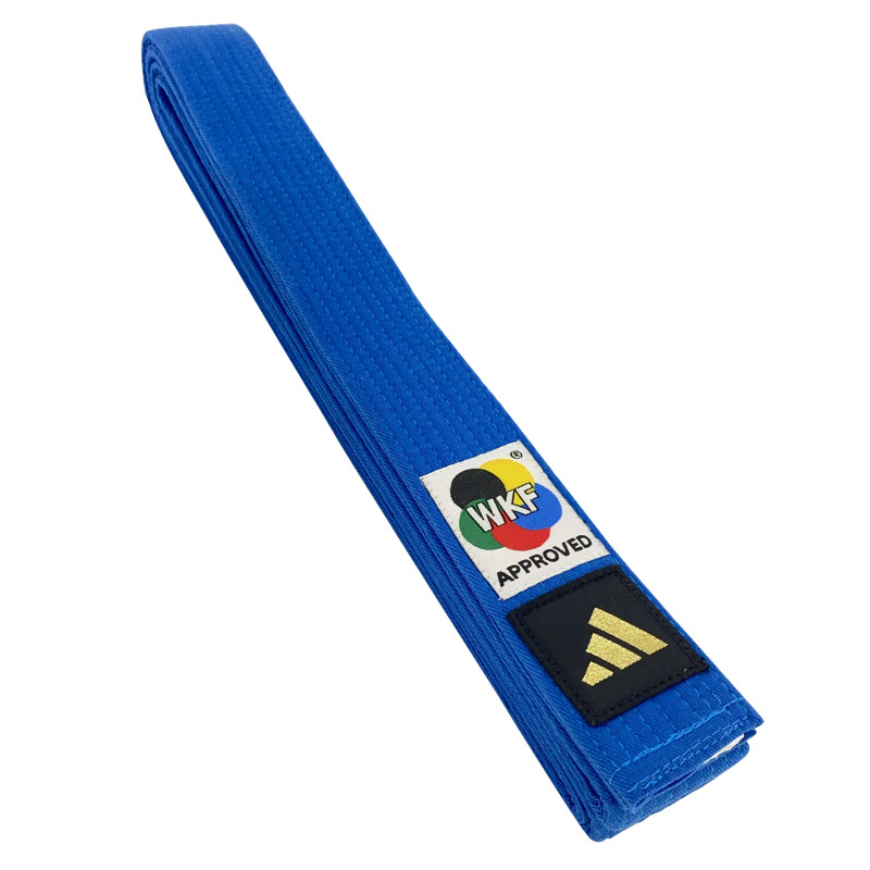 Ceinture de karaté bleue Adidas pour kata, homologuée WKF