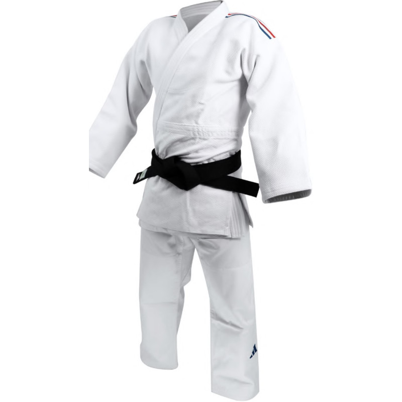 Kimono de judo blanc IJF bandes bleu-blanc-rouge adidas