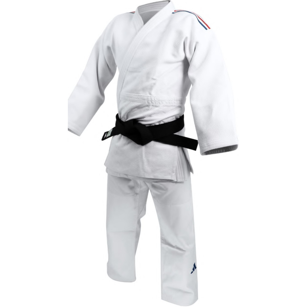 Kimono de judo blanc IJF bandes bleu-blanc-rouge adidas