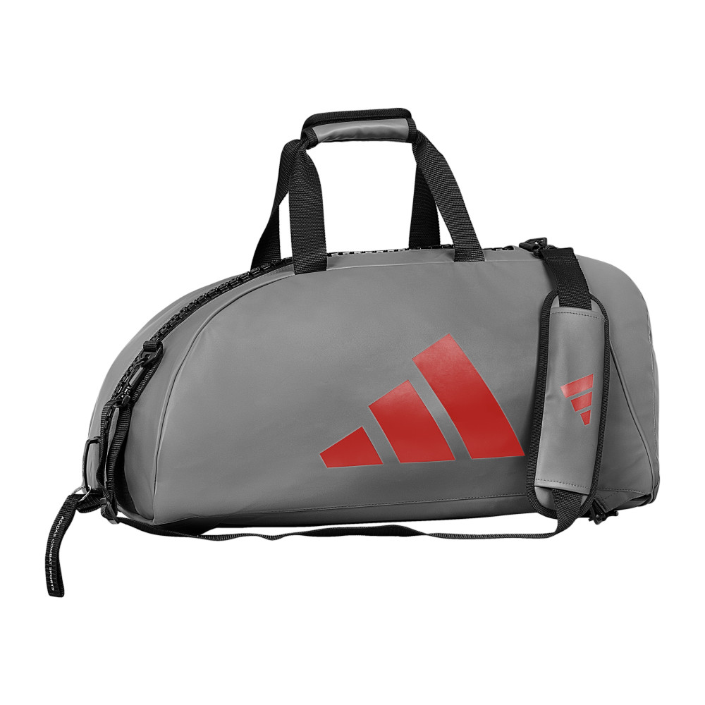 Sac "2 en 1" adidas gris/rouge convertible en sac à dos grâce à deux bretelles amovibles